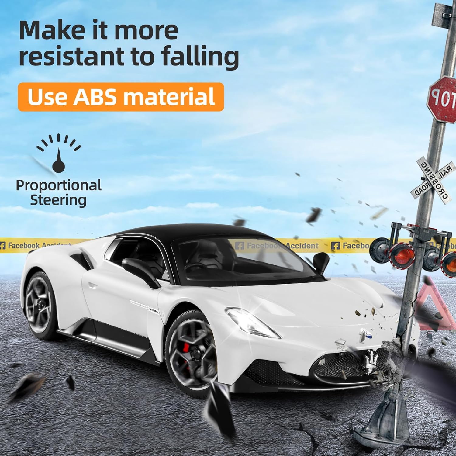 MIEBELY 玛莎拉蒂遥控车,可打开门 1:12 比例遥控玩具车